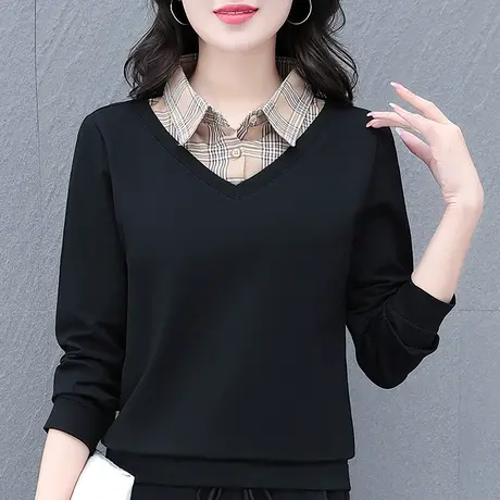 恋上17号假两件卫衣女春秋2023新款宽松休闲中年妈妈时尚漂亮秋装图片