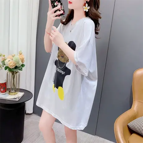 潮牌设计感短袖T恤女夏季2023新款韩版宽松洋气中长款百搭上衣ins图片