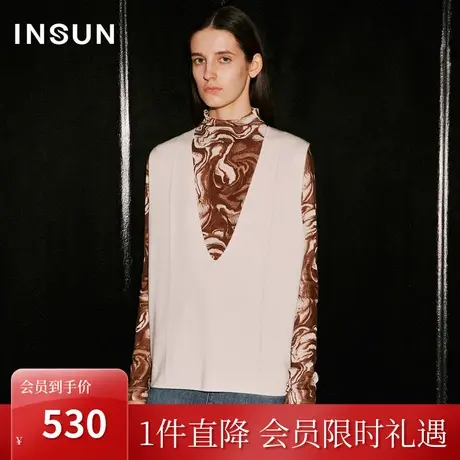 恩裳COVER2023年秋装新款简约纯色深V舒适百搭柔软羊毛马甲背心女图片