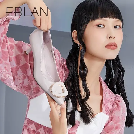 伊伴春季女鞋时尚优雅气质尖头单鞋通勤宴会通勤甜美浅口高跟鞋图片