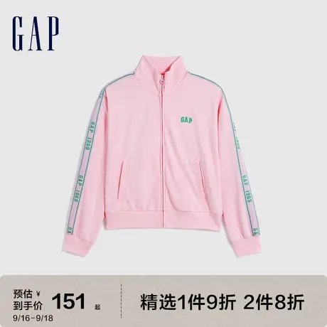 Gap女装秋季新款LOGO宽松法式圈织软卫衣590994樱花粉开衫图片