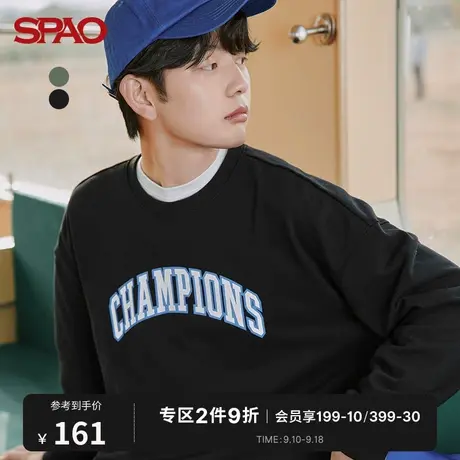 SPAO男士卫衣秋冬季新款时尚休闲圆领字母印花套头卫衣SPMWC12H21图片