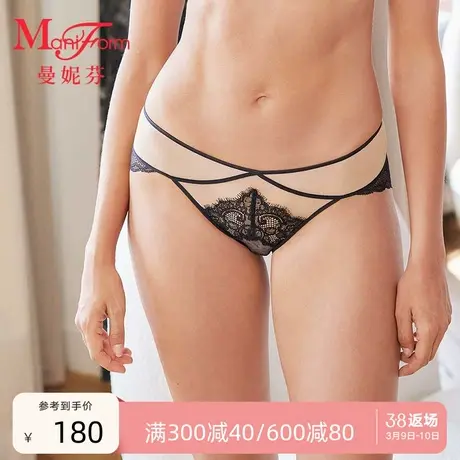 曼妮芬舒适中腰低角裤性感蕾丝底裤女纯棉全棉底裆内裤女20612290商品大图