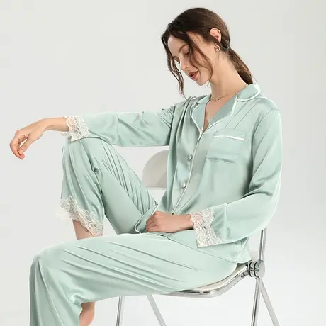 2023新款睡衣女秋季冰丝夏季薄款家居服套装丝绸春秋夏天长袖秋款商品大图
