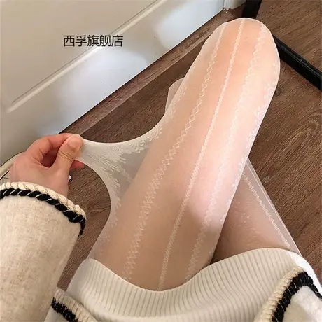 日系蕾丝甜美丝袜女夏季薄款防勾丝百搭洛丽塔lolita奶白色连裤袜商品大图