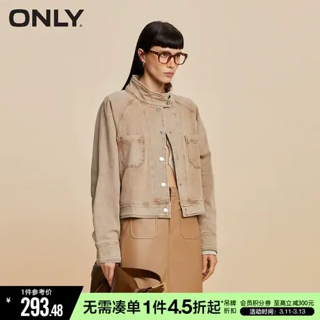 ONLY冬季时尚气质百搭立领宽松牛仔外套女|123454015商品大图