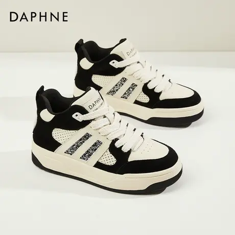 Daphne达芙妮 小个子穿搭~厚底板鞋女增高aj鞋真皮休闲运动高帮鞋商品大图