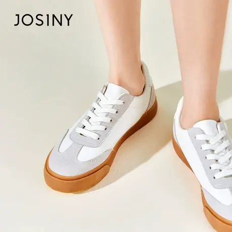 Josiny厚底小白鞋女2023年新款春季德训鞋白色百搭板鞋休闲女鞋子商品大图
