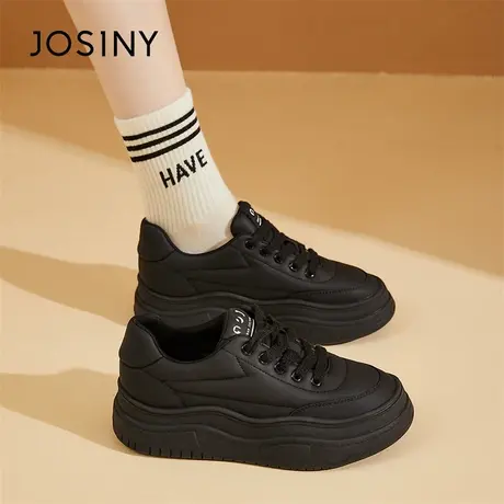 Josiny/卓诗尼厚底鞋小黑鞋女2024新款春季爆款百搭运动休闲女鞋商品大图
