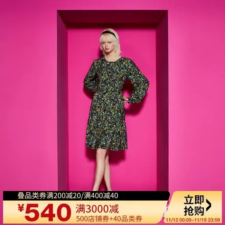 Juicy Couture橘滋2023新款不负春光印花长袖连衣裙图片