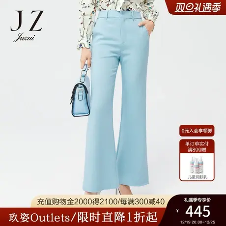 JZ玖姿通勤气质纯色喇叭裤春季新款女直筒休闲长裤商品大图