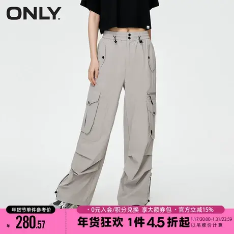 ONLY时尚松紧腰大口袋工装裤阔腿休闲裤女|123214038商品大图