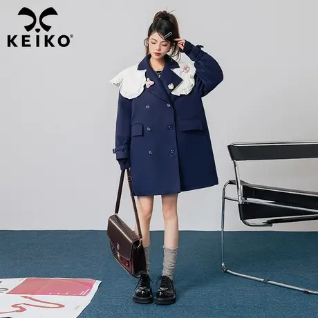 KEIKO 小众设计云肩饰毛呢外套女夹棉加厚2023秋冬甜妹韩系呢大衣图片