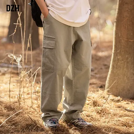 男士卡其色工装裤男秋冬新款宽松阔腿裤子2023新款直筒裤休闲长裤商品大图