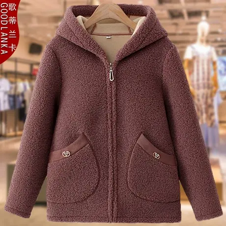 中年40-50岁胖妈妈冬装外套加绒洋气羊羔绒棉衣加肥加大码棉服女商品大图