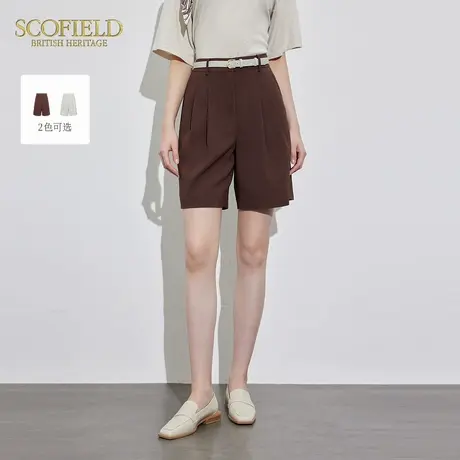 Scofield女装高腰微宽松版型通勤短裤A型宽松西装裤夏季裤子图片