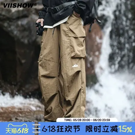 VIISHOW户外山系防泼水冲锋长裤男秋冬季直筒宽松时尚休闲工装裤商品大图