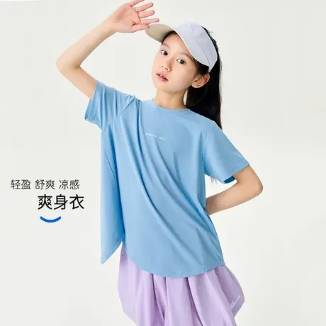 回力短袖T恤女童夏季凉感儿童速干衣大童吸湿户外运动上衣半袖PL图片
