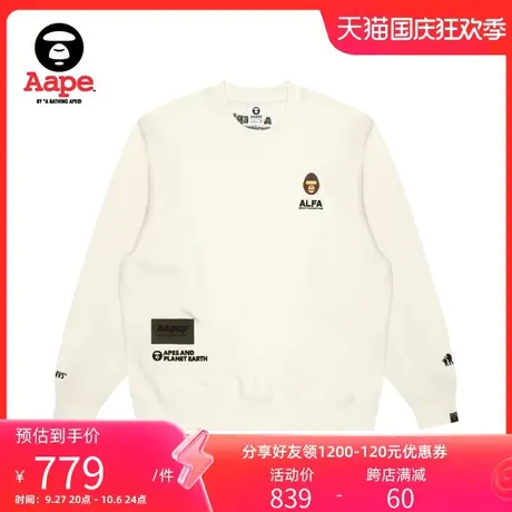 Aape旗舰店男装秋冬猿人军团徽章字母刺绣薄绒圆领卫衣A342XXL图片