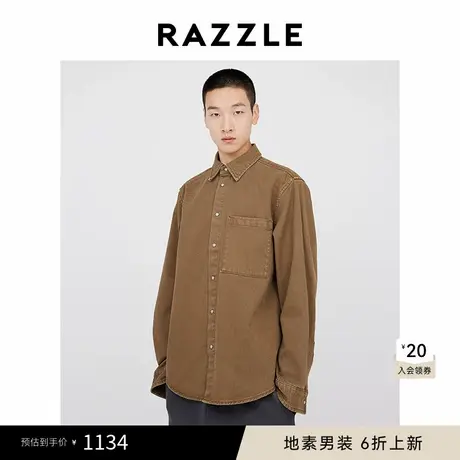 RAZZLE地素 男装深卡其色2025春季牛仔衬衫图片