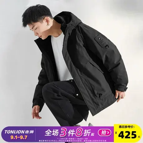 唐狮2024冬季新款羽绒服男连帽工装短款冲锋少年外套加厚派克服潮图片