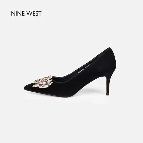 Nine West/玖熙秋季新款羊皮水钻高跟鞋女法式气质细跟尖头单鞋子商品大图