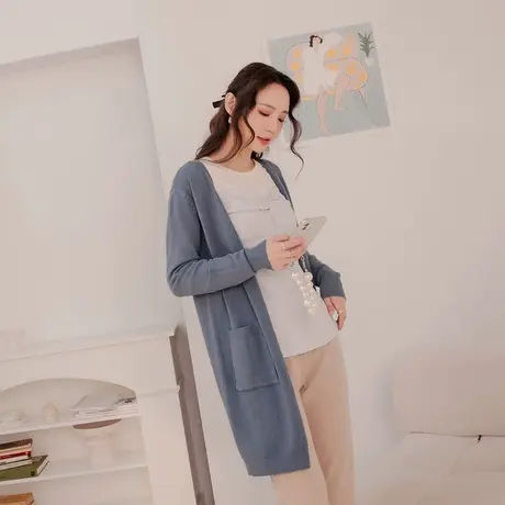 桔熊秋冬季慵懒风纯色针织开衫通勤毛衣长款外套女胖mm大码FA1502图片