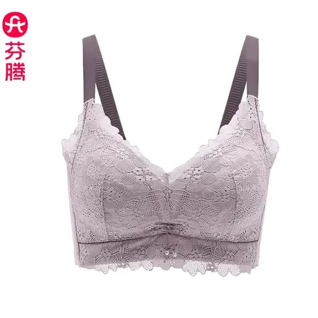 芬腾女士内衣无钢圈胸罩性感蕾丝聚拢上托大胸显小防下垂少女文胸图片