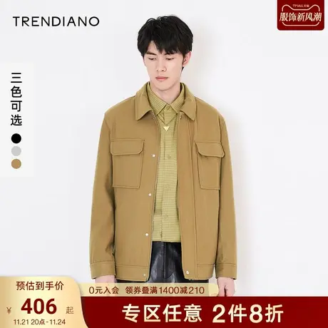 TRENDIANO官方潮牌男装秋冬工装潮流时尚百搭含羊毛呢大衣外套男商品大图