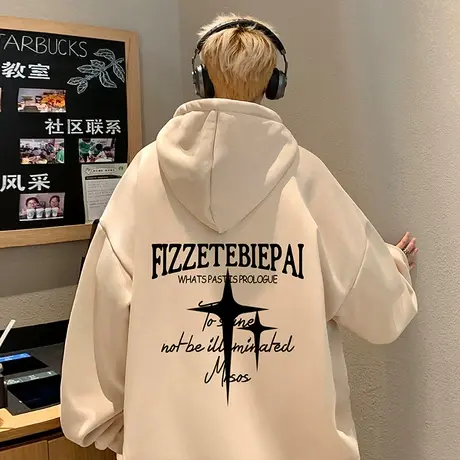 纯棉美式卫衣外套男春秋季连帽ins潮牌宽松帽衫高街嘻哈情侣上衣商品大图