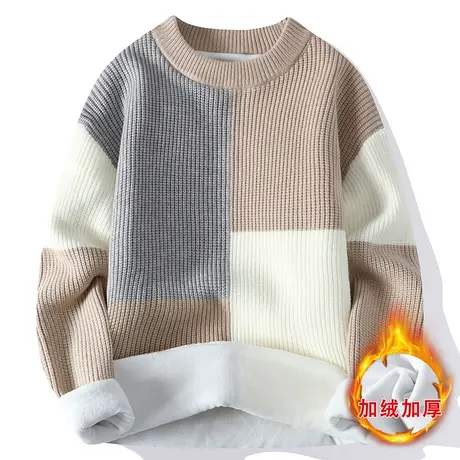 秋冬季新款毛衣男潮流毛线衫外穿宽松加绒加厚百搭休闲学生针织衫商品大图