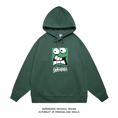 美式复古趣味卡通印花连帽卫衣男春秋新款宽松休闲套头上衣潮商品大图