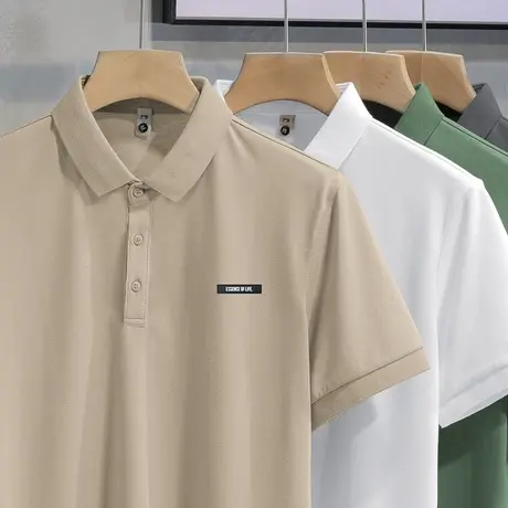 翻领t恤男士短袖2023新款保罗polo衫冰丝凉感夏季半袖有领体恤衫商品大图