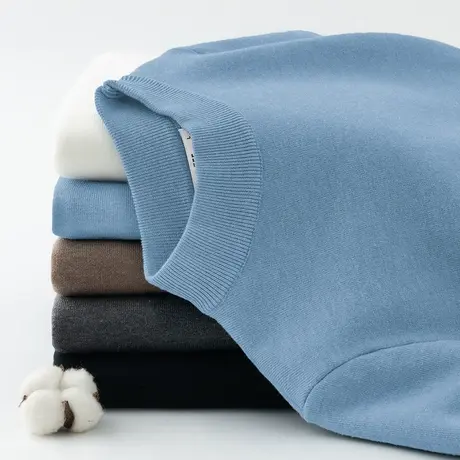 半高领毛衣男秋冬季一体绒加厚加绒保暖针织衫中领打底衫线衣毛衫商品大图