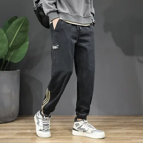 裤子男韩版潮流宽松休闲百搭个性牛仔裤2023秋季新款潮牌ins长裤商品大图