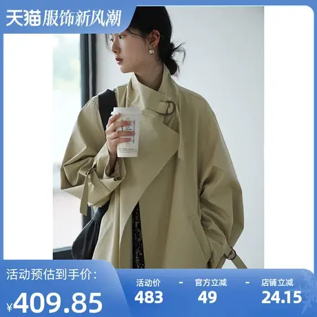 嘉茱莉2025春季新款韩版通勤风衣女中长款宽松外套高级感上衣小众商品大图