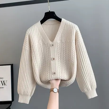 2025年春新款针织衫毛衣女宽松V领套头上衣内搭小衫外穿打底长袖图片