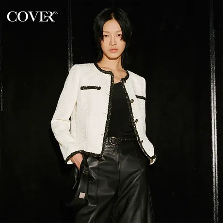 COVER秋季提花肌理织带小香风外套商品大图