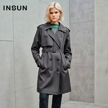 INSUN恩裳线上专选秋季宽松连袖式中长风衣图片