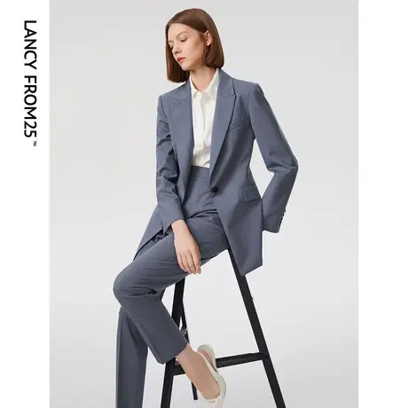 朗姿纯羊毛职业正装女高级感气质法式西装2024年春季新款西服外套图片