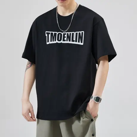 日系港风男士纯棉短袖T恤夏季圆领情侣装半袖夏天潮牌男生上衣服图片