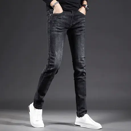 牛仔裤男春秋季2023新款时尚百搭修身小脚黑色弹力男士裤子春秋款商品大图