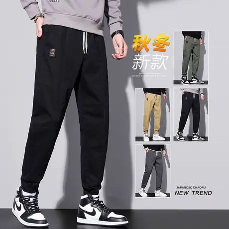 秋冬季纯棉法式工装休闲裤子男士2023新款高级感痞帅男裤冬裤男款商品大图