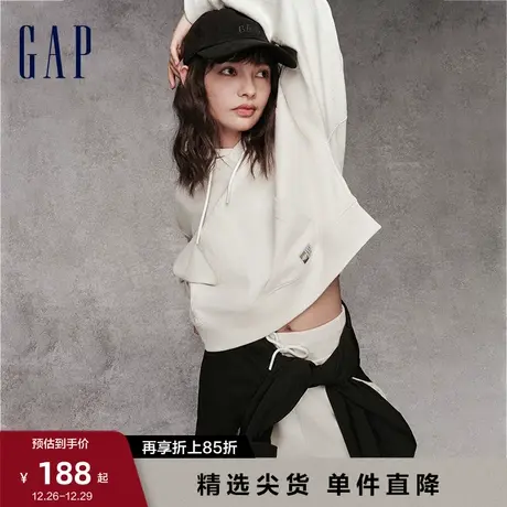 Gap女装秋季LOGO潮流宽松纯色短款卫衣运动洋气休闲连帽衫810617商品大图