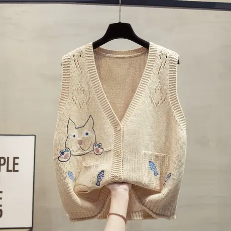 v领针织开衫马甲背心女2025春秋新款宽松外穿马夹叠穿毛衣坎肩潮商品大图