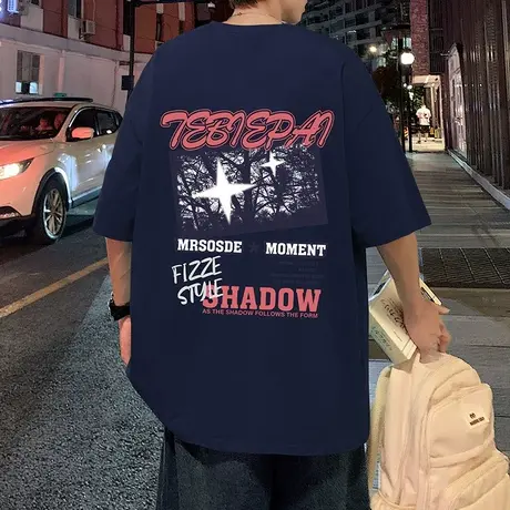 纯棉美式短袖t恤男夏季新款宽松体恤潮牌半截袖vintage高街上衣服商品大图