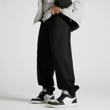 Nuthink美式街头潮牌ins刺绣字母休闲裤男冬季加绒加厚潮流束脚裤商品大图