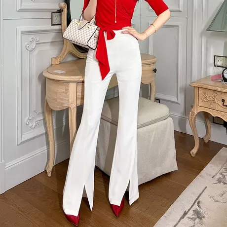 时尚百搭高腰休闲喇叭裤2024夏季薄款高端气质修身职业西装裤子女商品大图