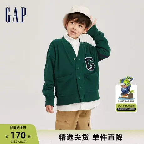 Gap男童春秋LOGO法式圈织软卫衣开衫儿童装时髦洋气上衣785297商品大图