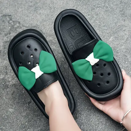 松糕洞洞鞋女款外穿办公室包头沙滩EVA增高休闲半拖鞋懒人一脚蹬商品大图